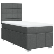 Letto singolo | Letto per adulti | Giroletto a Molle con Materasso Grigio Scuro 100x200 cm Tessuto