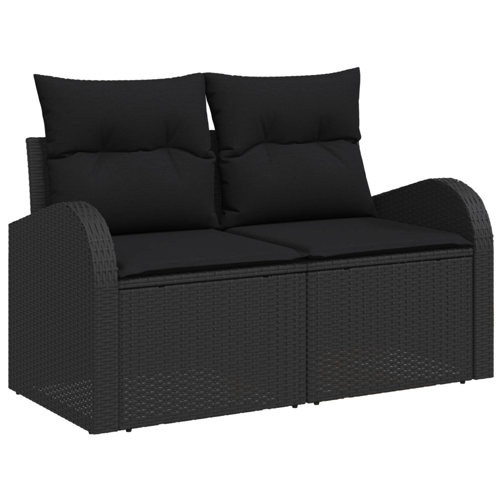 Set di Divani da Giardino con Cuscini  da 7 Pezzi in Polyrattan Nero