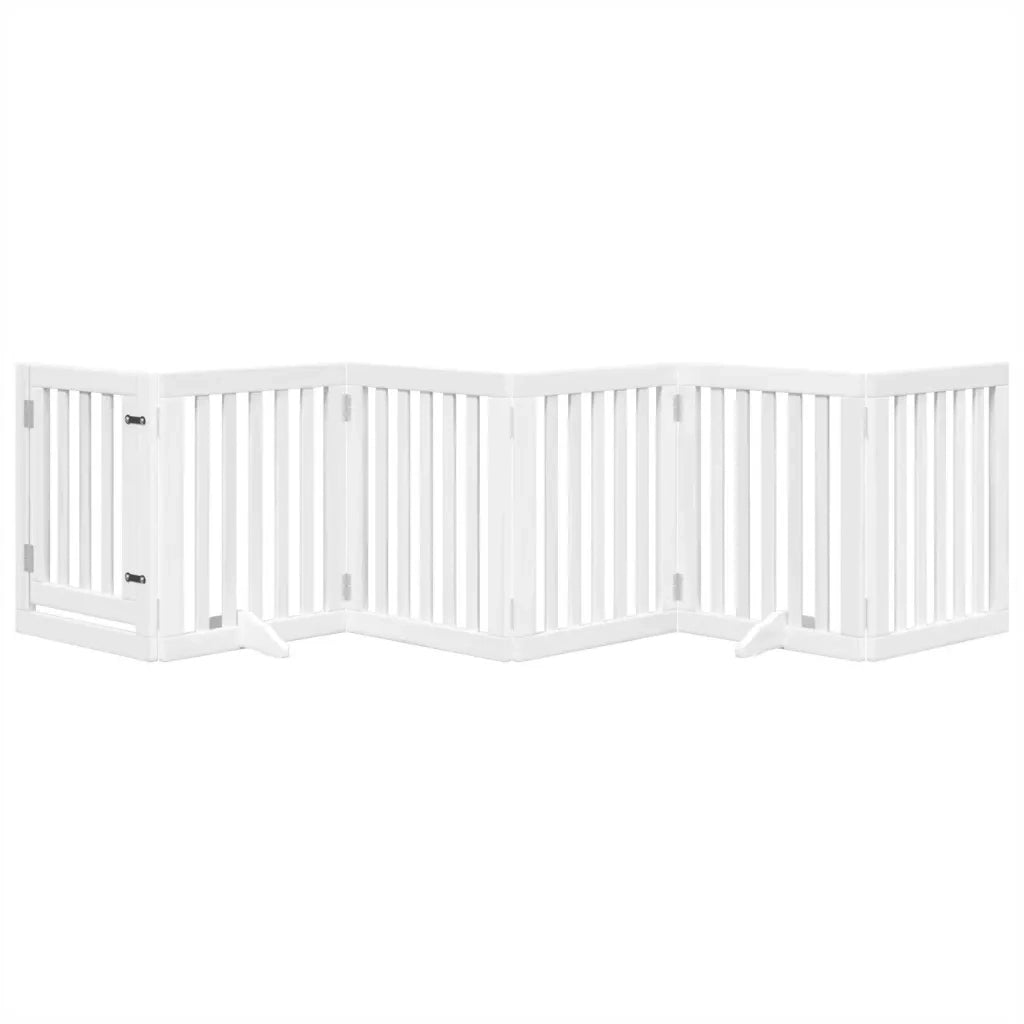 Cancello Cani Porta Pieghevole Bianco 6 Pannelli 300 cm Pioppo 352245