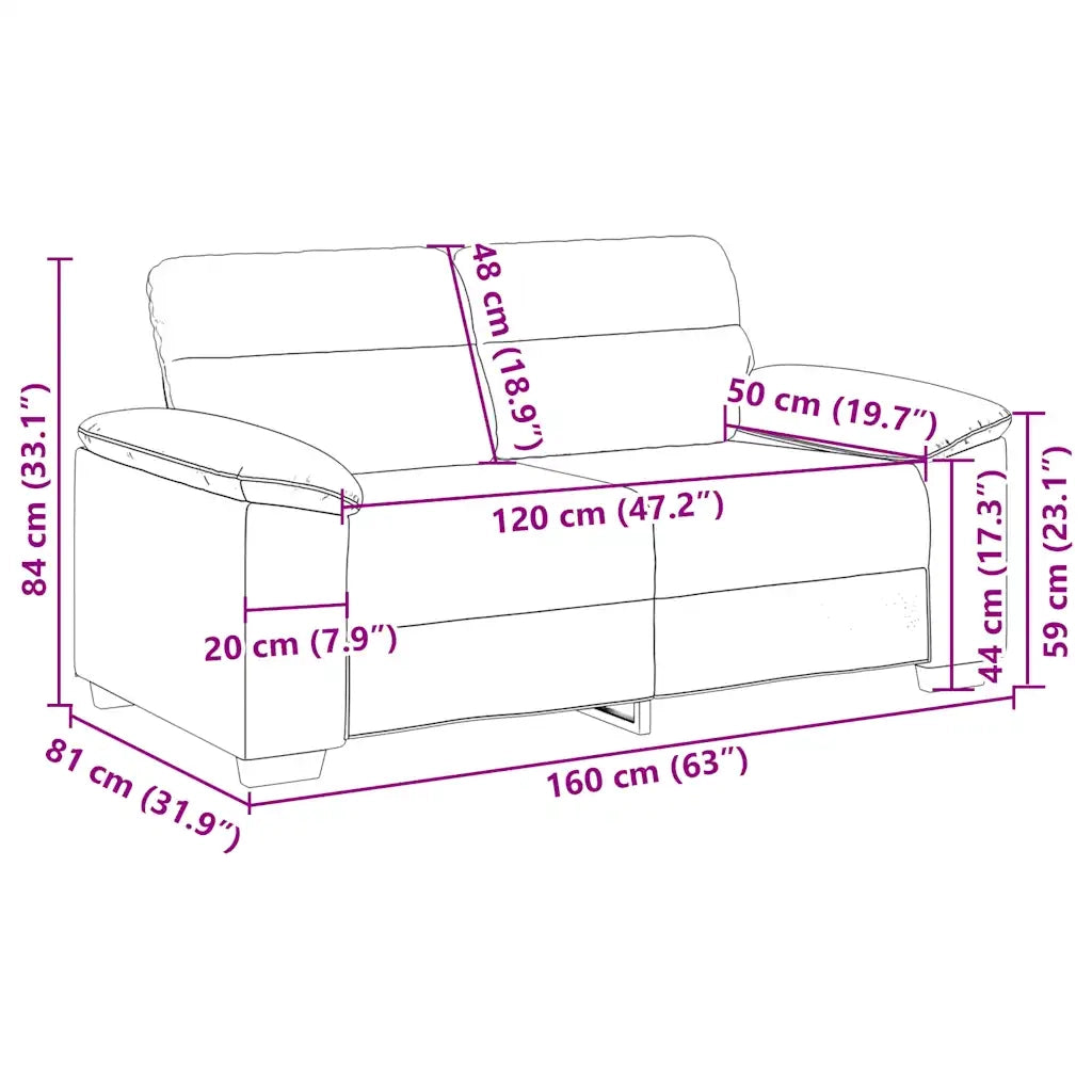 Divano a 2 Posti-Sofa 2 Posti Nero 120 cm in Tessuto 881958
