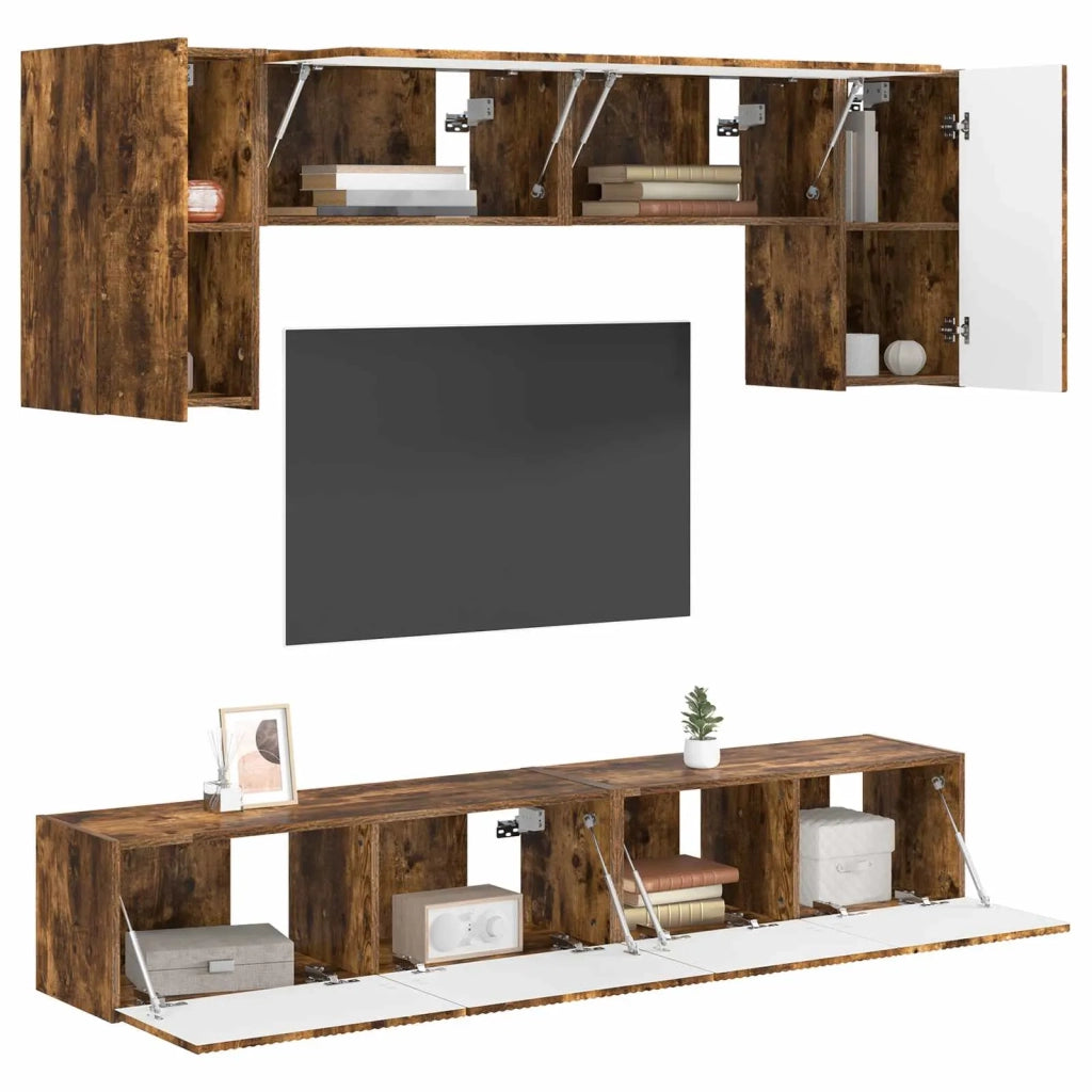 Set mobile TV 4 pcs Rovere fumé Legno multistrato