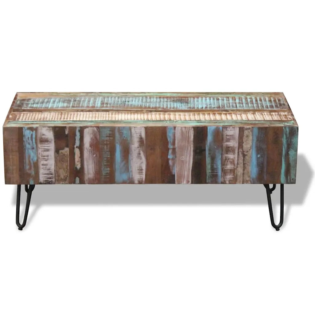 Tavolino da Salotto in Legno Massello Anticato 100x50x38 cm 243455