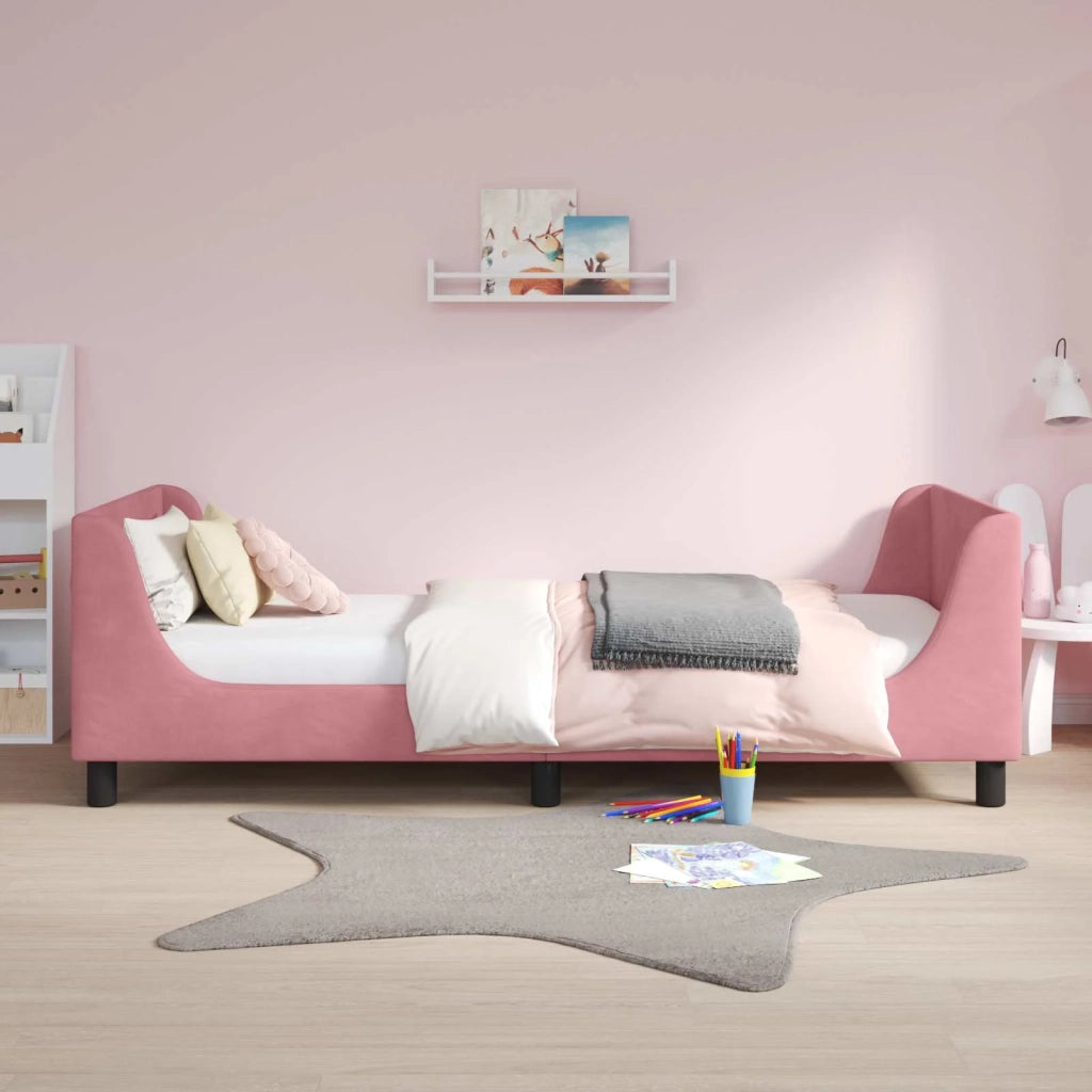 Struttura letto bambini con testata-Giroletto per bambini Rosa 80 x 200 cm Velluto 305159