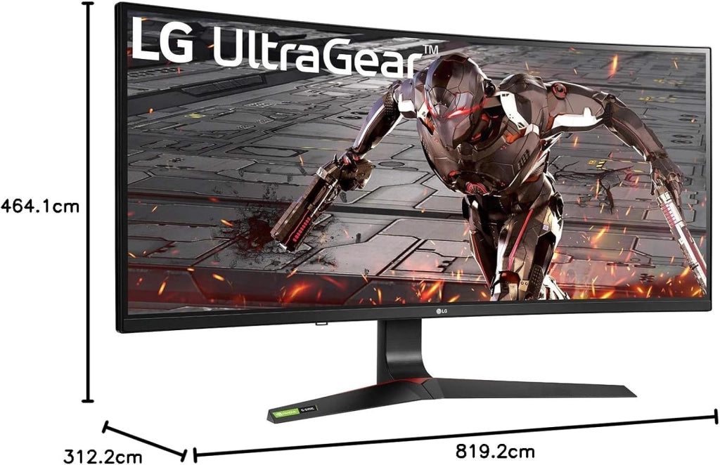 34GN850 UltraGear Gaming Monitor 34" QuadHD UltraWide Curvo 21:9 LED NanoIPS 1ms HDR 400, 3440x1440, G-Sync Compatible e AMD FreeSync Premium 160Hz, HDMI, Display Port, USB Hub, Flicker Safe, Nero