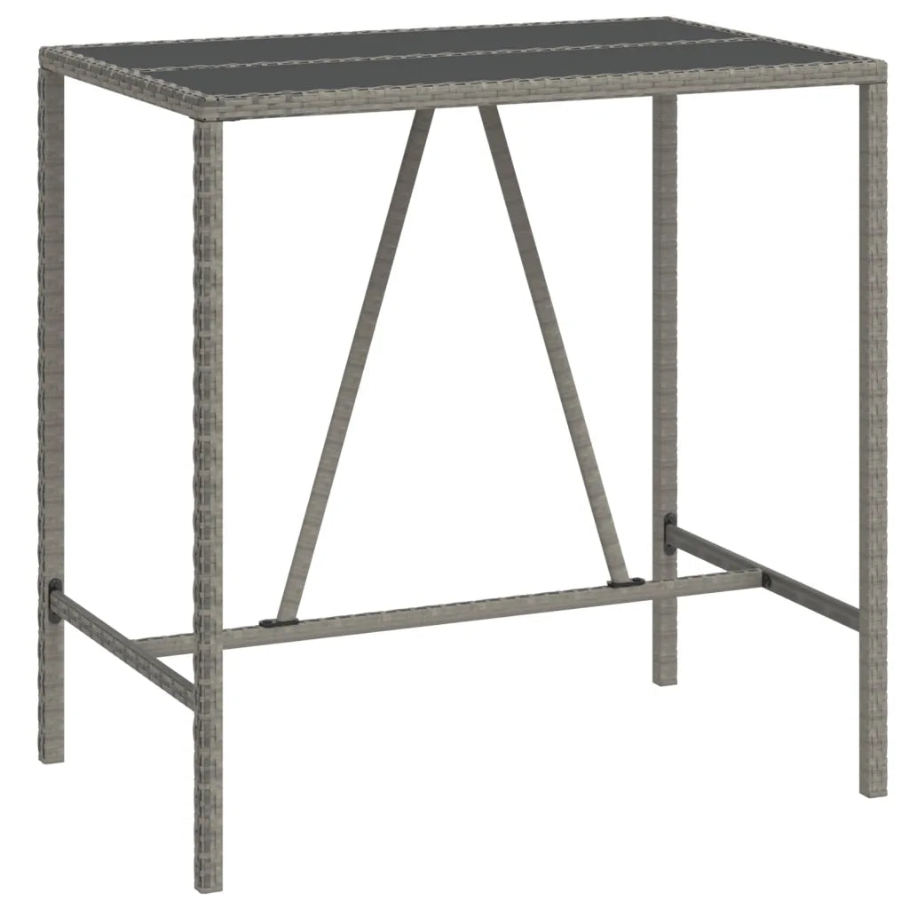 Set Bar Giardino 5pz Grigio Polyrattan e Legno Massello Acacia 3187693