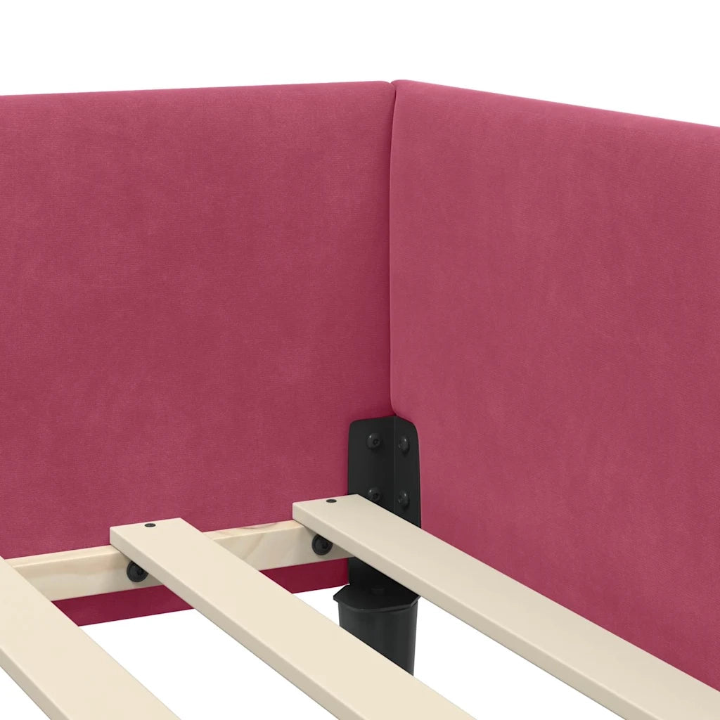 Cornice del letto ad angolo Rosso Vino 90 cm x 190 cm Velluto 42016148