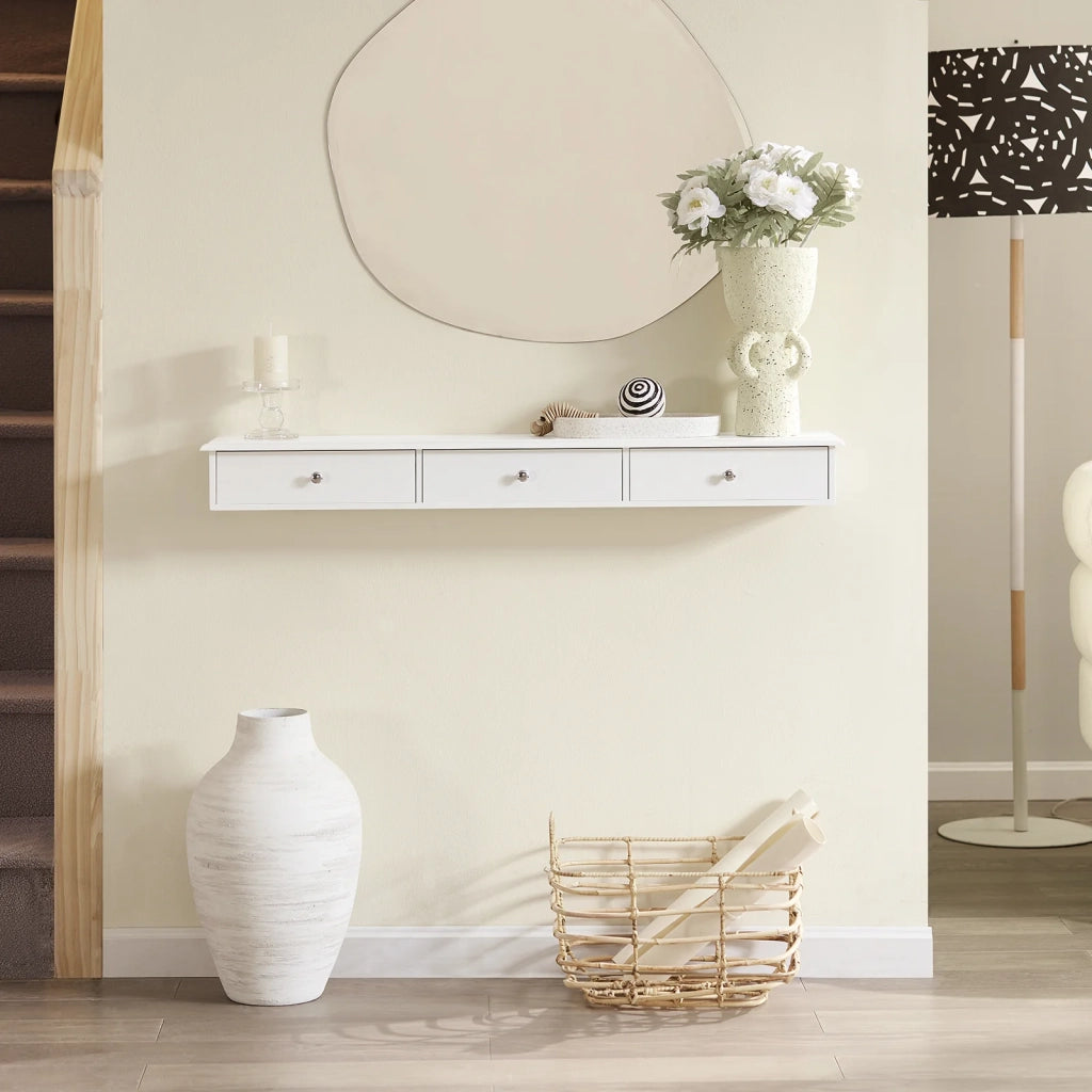 Consolle Con 3 Cassetti Libreria Scaffale A Scala Libreria A Scala Bianco FRG43-L-W SoBuy