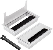 Cable Box Premium 2 pezzi 160x80mm - Scatola per cavi rettangolare in alluminio con setole