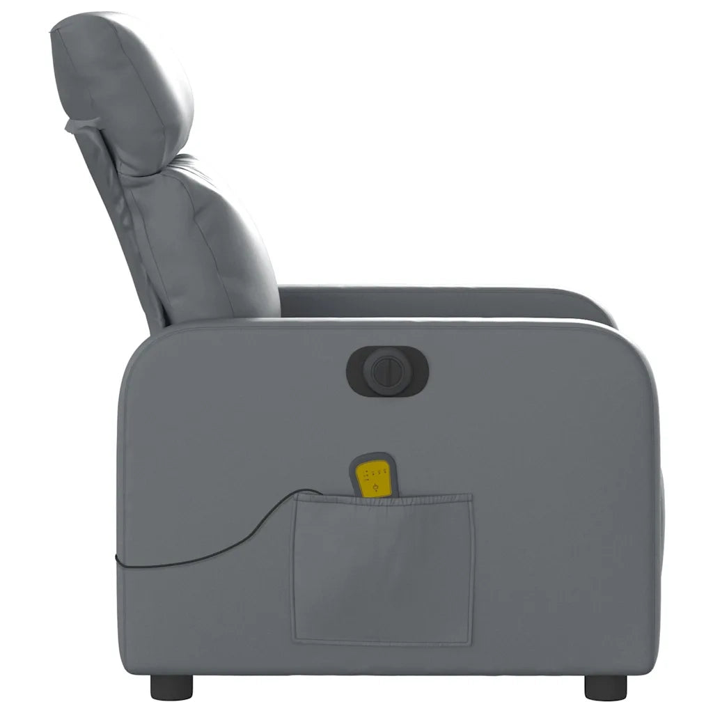 Poltrona Massaggiante | Sedia Relax Elettrica Reclinabile Grigio Similpelle