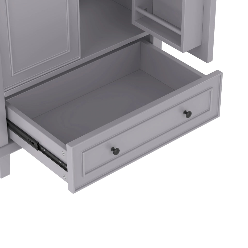 Mobile sottolavabo da bagno con lavabo in ceramica 2 ante 1 cassetto legno e MDF grigio 76 × 46 × 87 cm