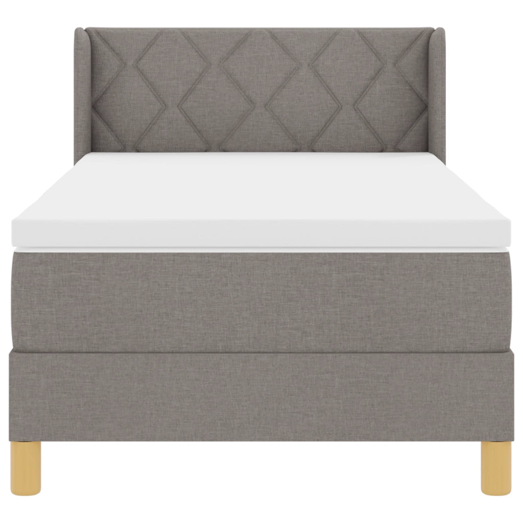 Letto con Rete a Molla e Materasso Tortora 90x200 cm Fabric