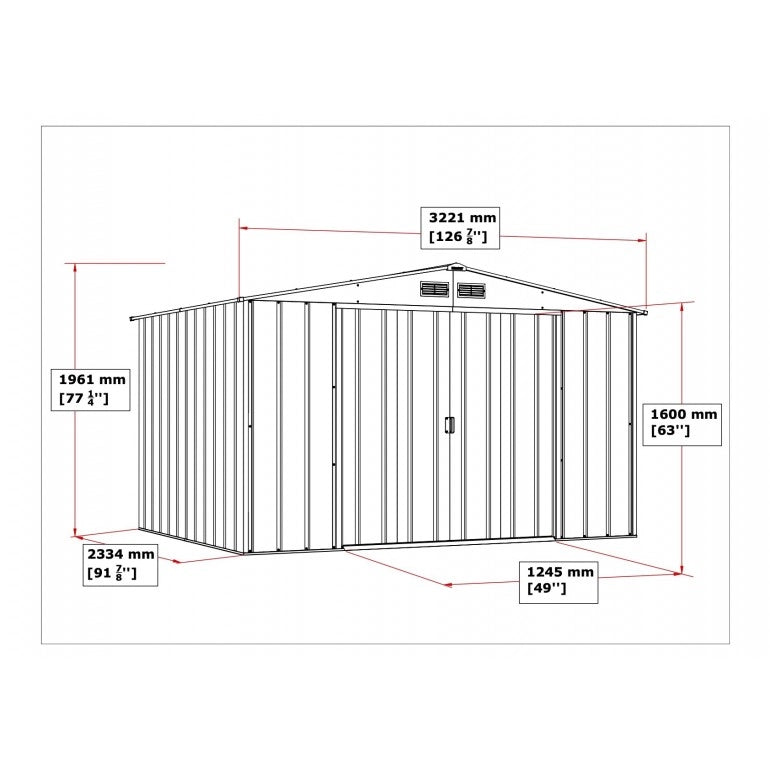 Casetta da giardino premium Duramax by Ezooza 2422 x 3221x 1961 mm in metallo grigio 10 x 8: soluzione robusta e spaziosa
