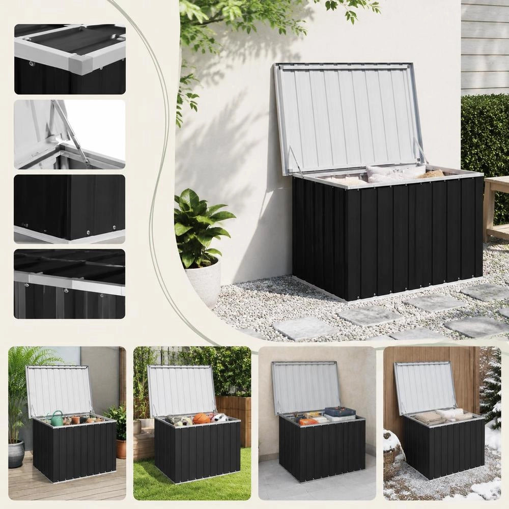 Large Outdoor Storage Box, Galvanized Steel Deck Box With Lid, Weather Resistant Garden Cabinet For Patio Garage, Holds Cushions And Tools, 109x67x65 Cm