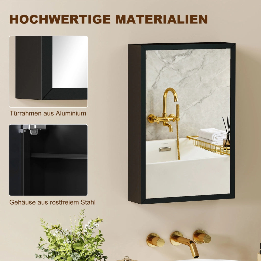 Armadietto Specchio Mobile Bagno Sottolavabo ¨C Zephmum ¨C Nero 40x12x60cm