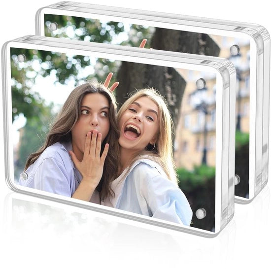 Fotoframe in Acrilico - Liscio e Magnetico - 10 x 15 cm - Transparenza - Design Moderno - Ideale per Display di Foto - Su Scrivania ...