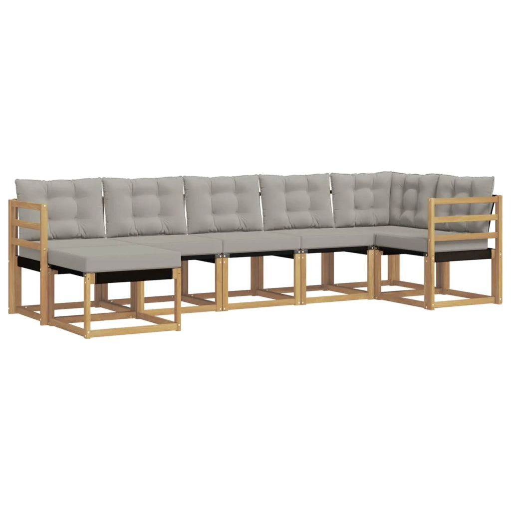 Set di divani da esterno 7 pcs Bianco e Grigio Chiaro