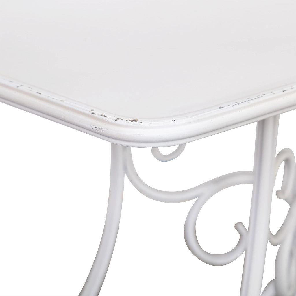 Mobile da ingresso in metallo invecchiato bianco 100x52x76
