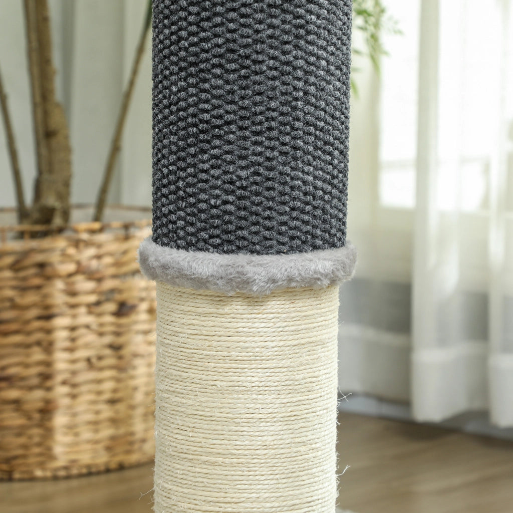 Grattatoio per Gatti in Sisal con Spazzola e Palla ¨C Zephmum ¨C Grigio e Crema 40x48x85 cm