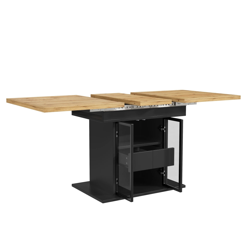 TAVOLO Allungabile 110/140x80x77,9 cm in MDF Nero con LED RGB
