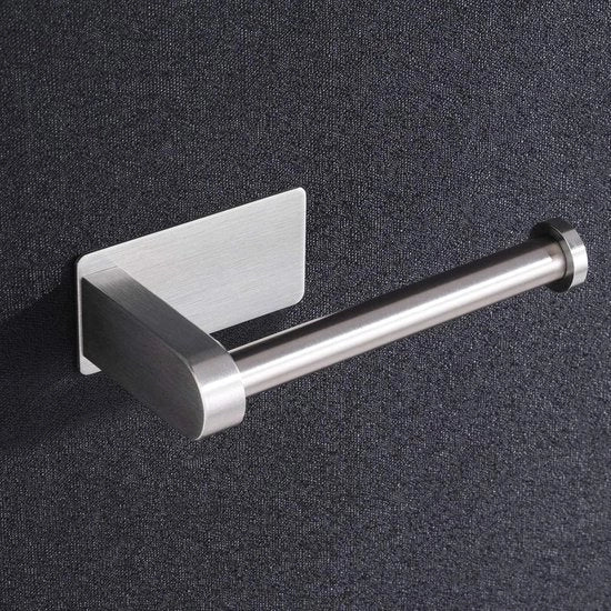 Sostegno per carta igienica senza forare - Adesivo autoattacco in acciaio inossidabile per bagno e cucina