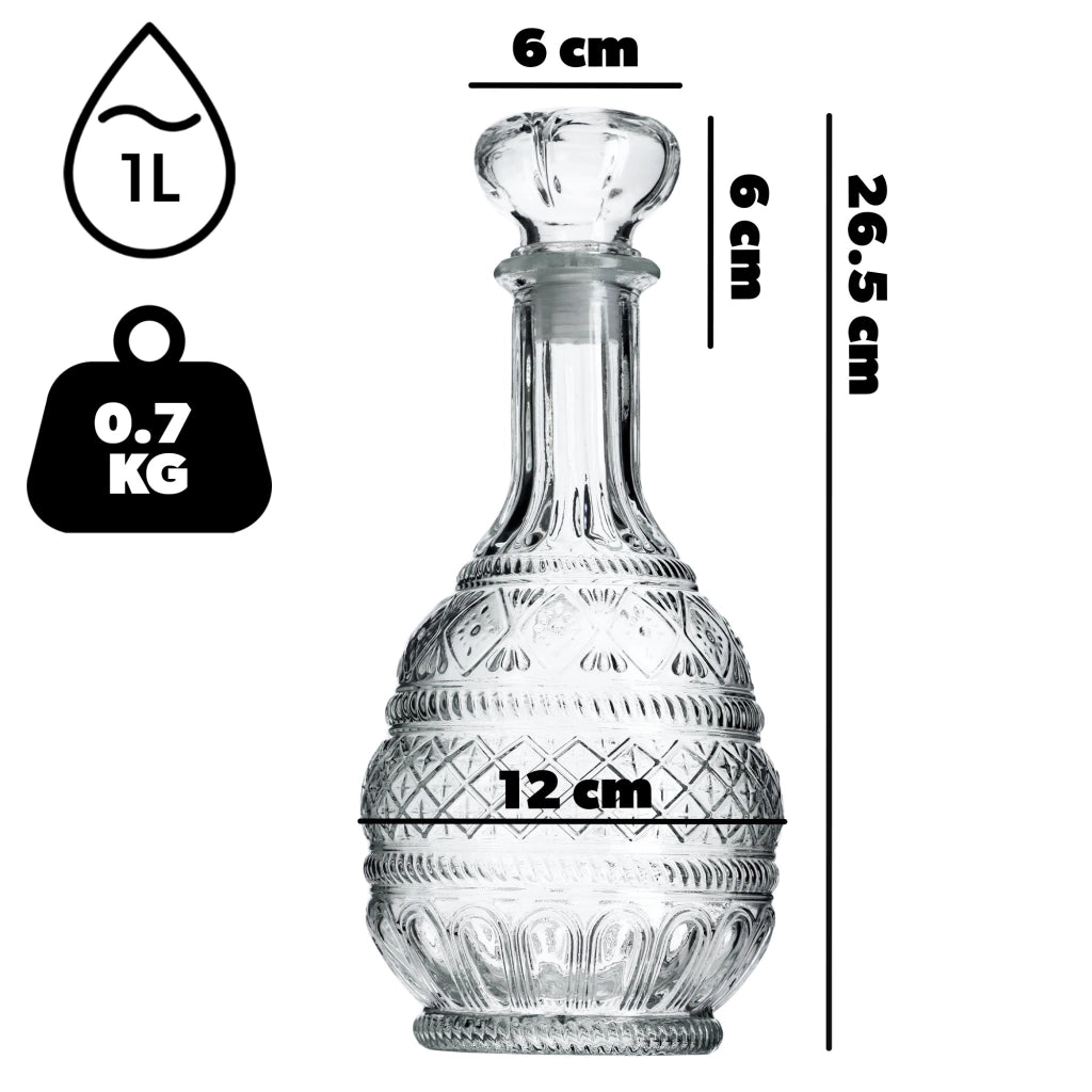 Caraffa per whisky KADAX, bottiglia in vetro cristallo da 1 litro con tappo di sughero, 2 pezzi