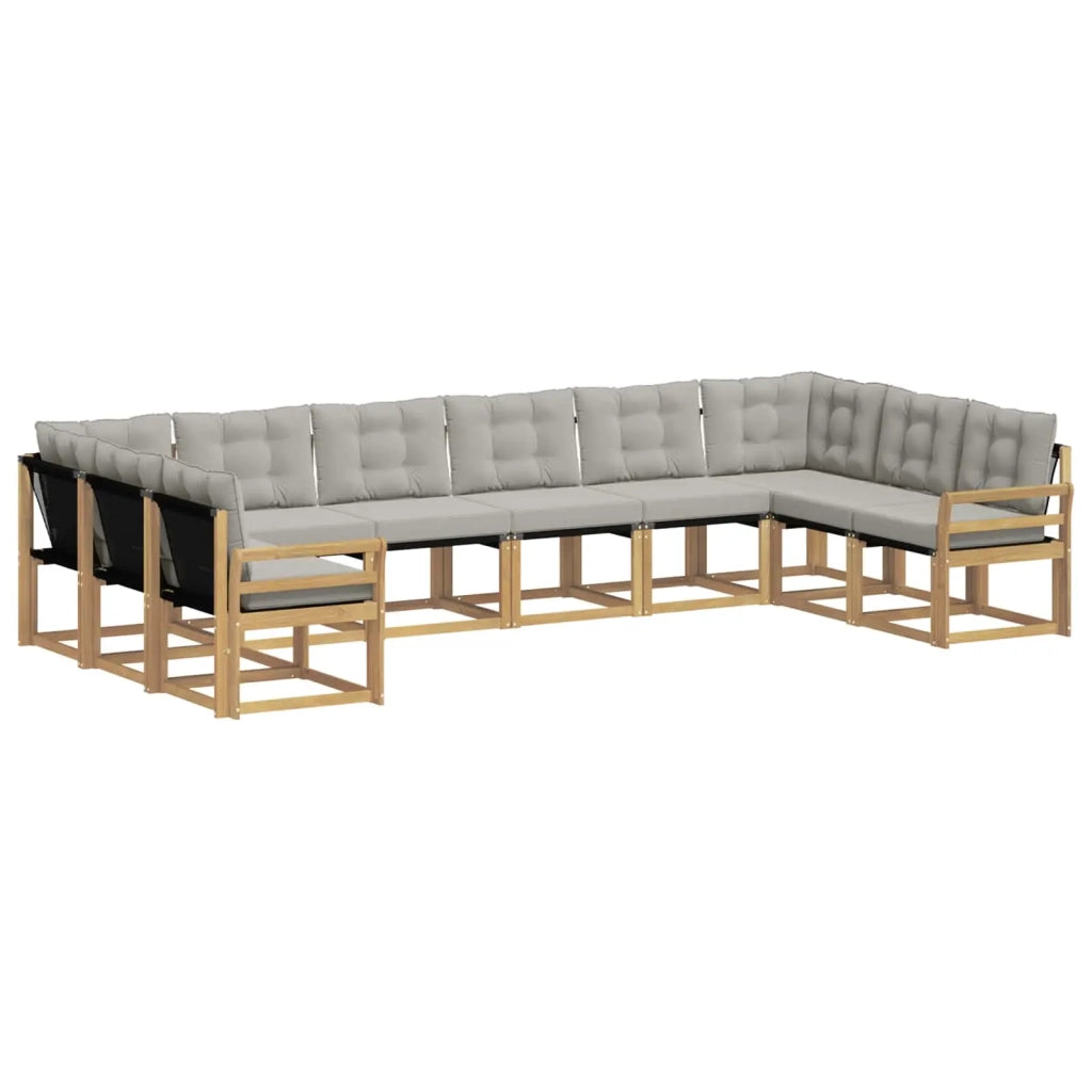 Set di divani da esterno 10 pz Bianco e Grigio Chiaro 3389909