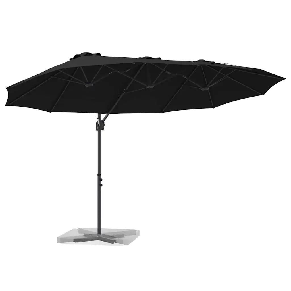 Ombrellone Nero 372 x 198 x 243 cm Poliestere e Alluminio 42003379