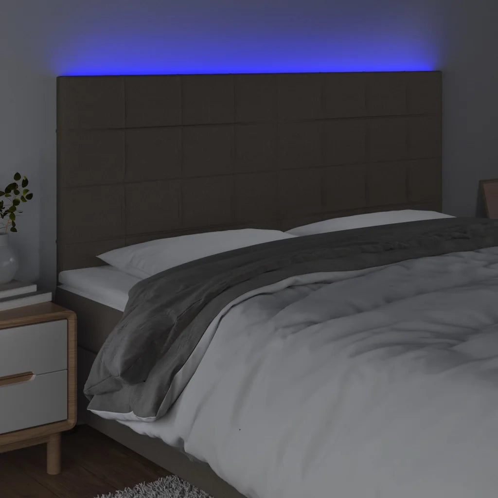 Testiera a LED-Testata con LED tortora 200x5x118/128cm in Tessuto 223315