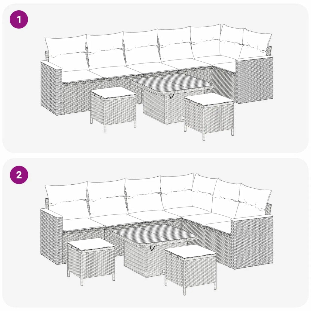 Set Divano da Giardino 9 pcs Nero polyrattan 3362930