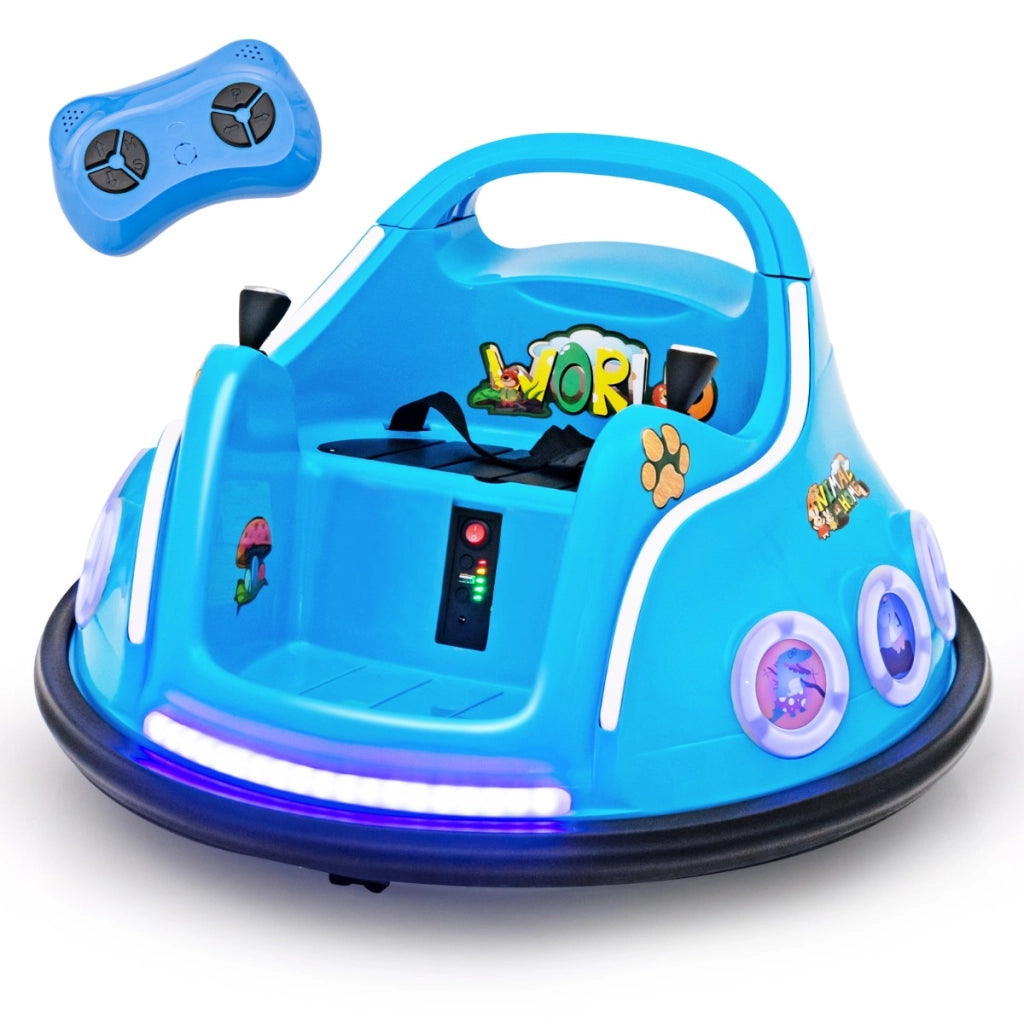 Autoscontro elettrico per bambini 12V, Macchina girevole a 360¡ã telecomando luci musica connessione wireless Azzurro-Macchinine giocattoli
