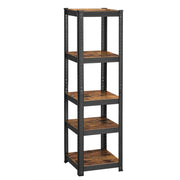 Scaffale robusto a 5 ripiani 150 x 37 x 37 cm capacità di carico 400 kg (80 kg/ripiano) stile industriale ripiani regolabili per soggiorno/cucina marrone rustico e nero 12_0005567