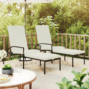 Lettini Prendisole 2 pz con Poggiapiedi in Rattan PE Nero cod mxl 23237