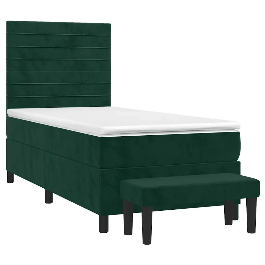 Giroletto a Molle con Materasso Verde Scuro 90x200 cm Velluto 3137884