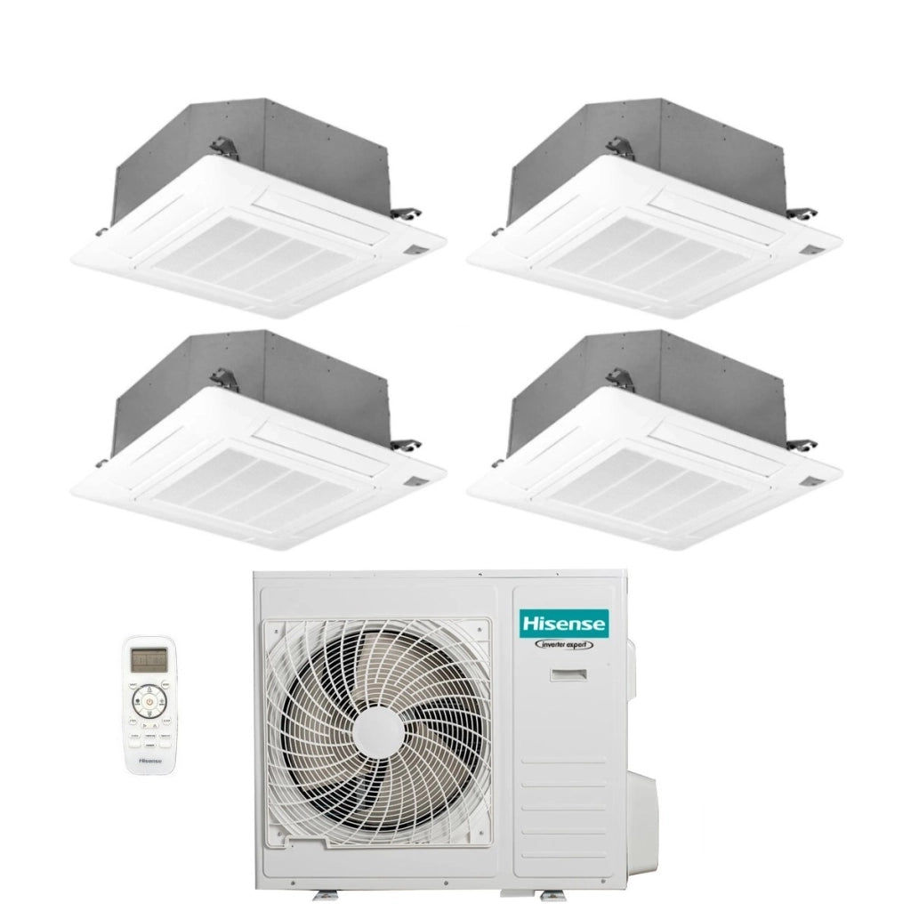 Condizionatore Quadri Split a Cassetta Hisense 9+9+9+12 con 5AMW105U4RQC R-32 Wi-Fi Optional con Telecomando e Pannello