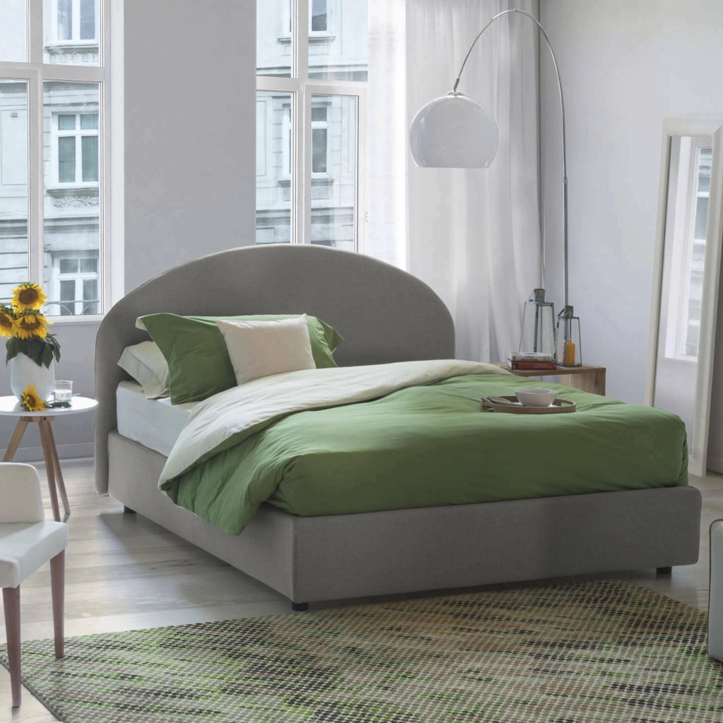 Letto Matrimoniale Melanite, Letto Matrimoniale Materasso Incluso Made in Italy, Grigio
