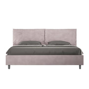 BS COM Letto matrimoniale king size senza rete imbottito 190x190 microfibra glicine Large