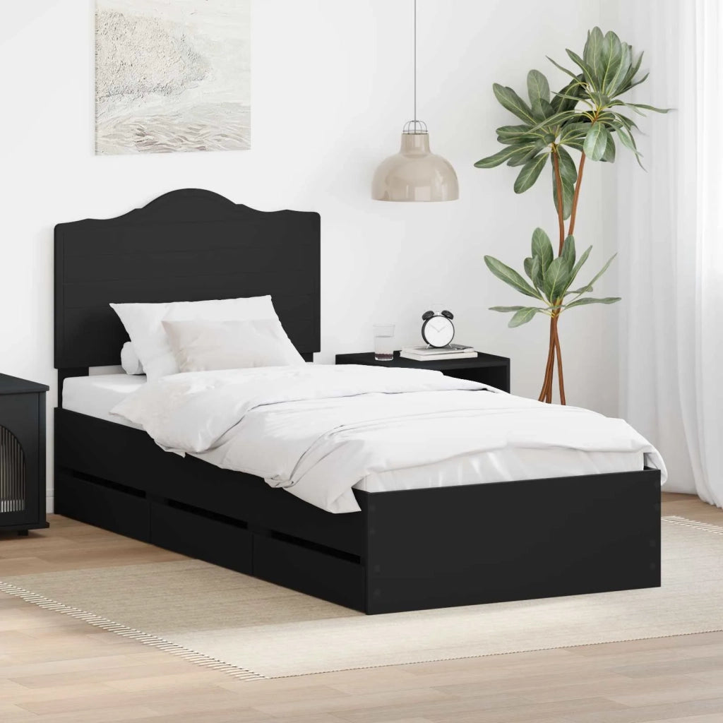 Struttura del letto Nero 75 x 190 cm Legno Ingegnerizzato