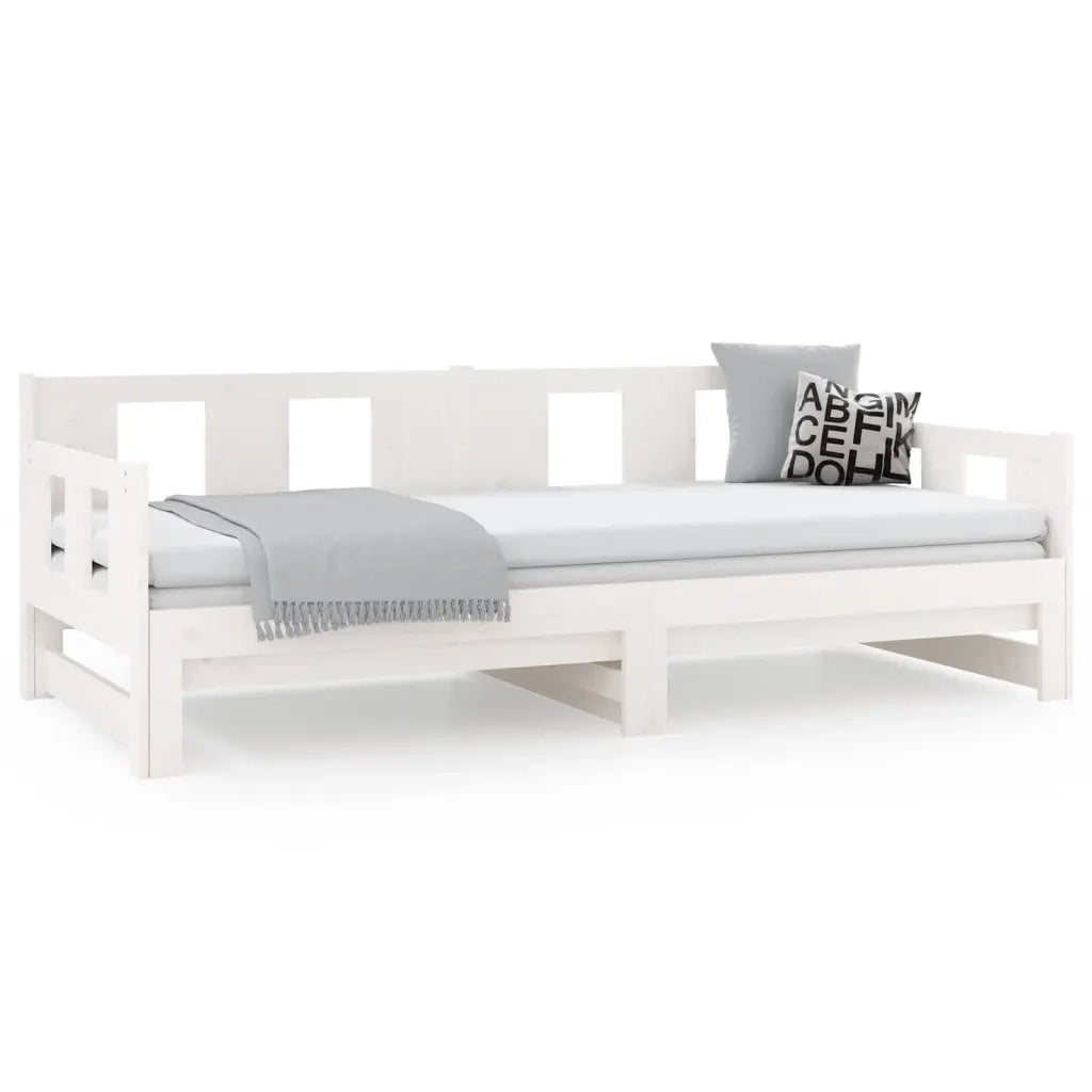 Dormeuse Estraibile Bianca Legno Massello di Pino 2x(90x190) cm 820293