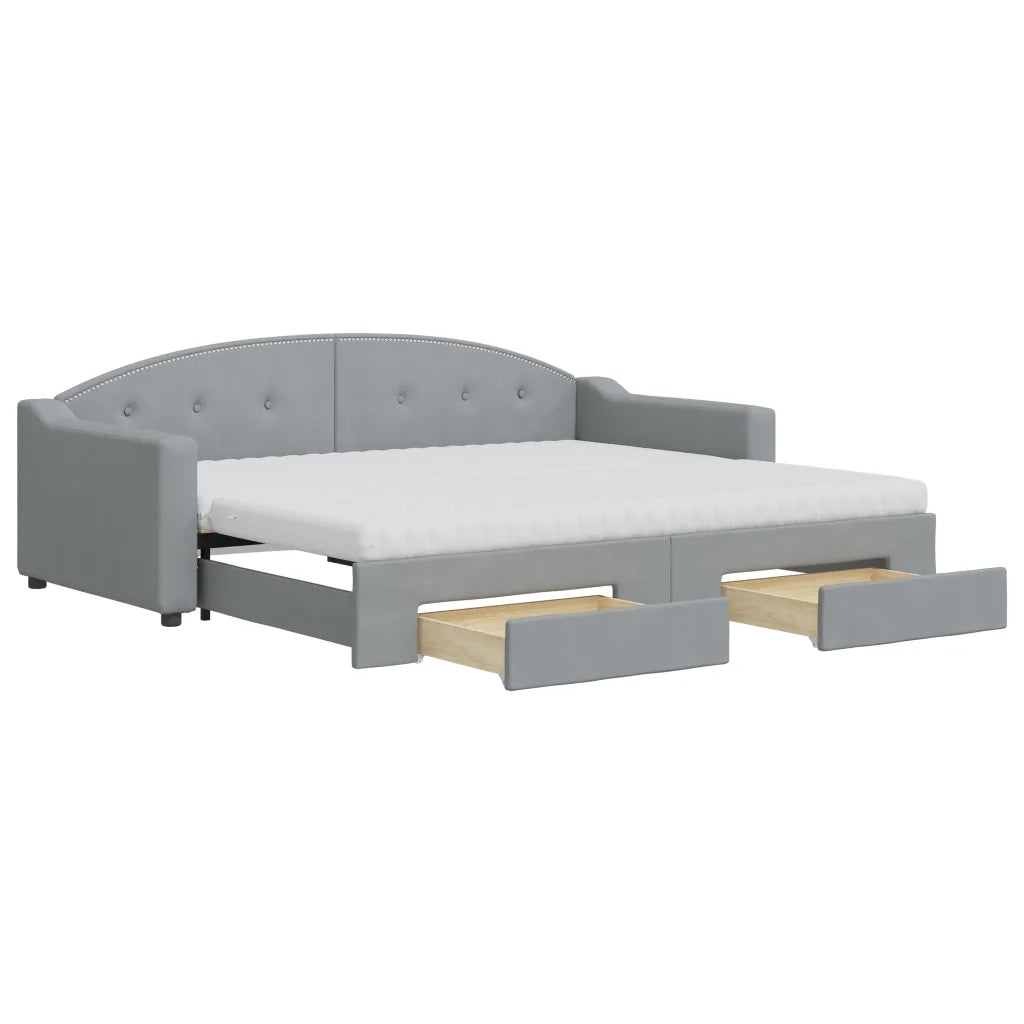 Divano Letto Estraibile Cassetti Grigio Chiaro 90x200cm Tessuto 3197584