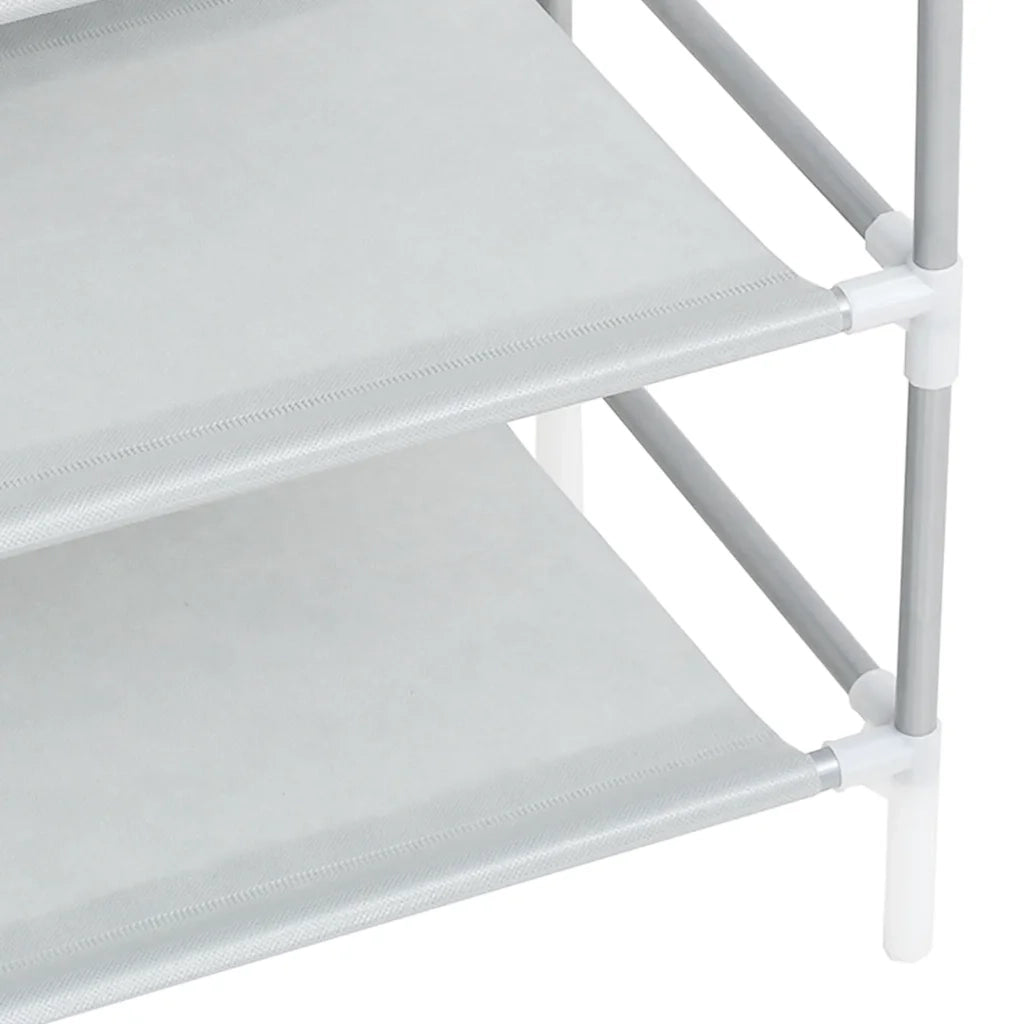 Scarpiera 4 Ripiani Metallo e Tessuto Non Tessuto Argento cod mxl 49026