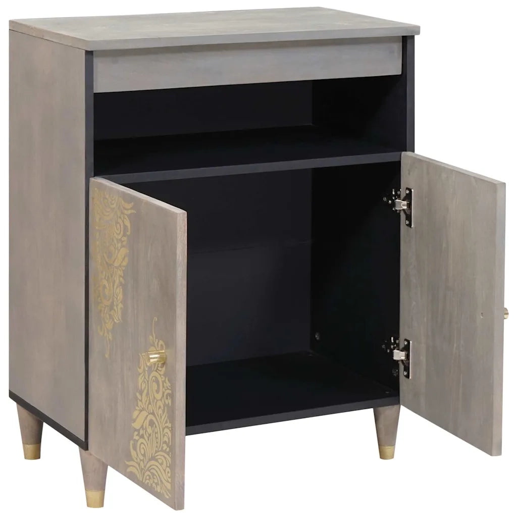 Credenza-Buffet-Armadio da cucina Grigio e Oro 60 x 33 x 75 cm Legno di mango massello 754756
