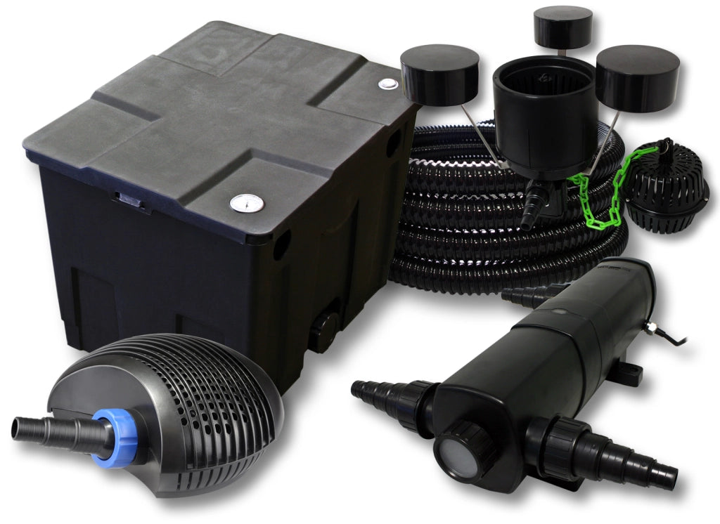 Set per laghetti filtro 12000l chiarificatore UVC 18W pompa 20W tubo da 25m skimmer CSP-250