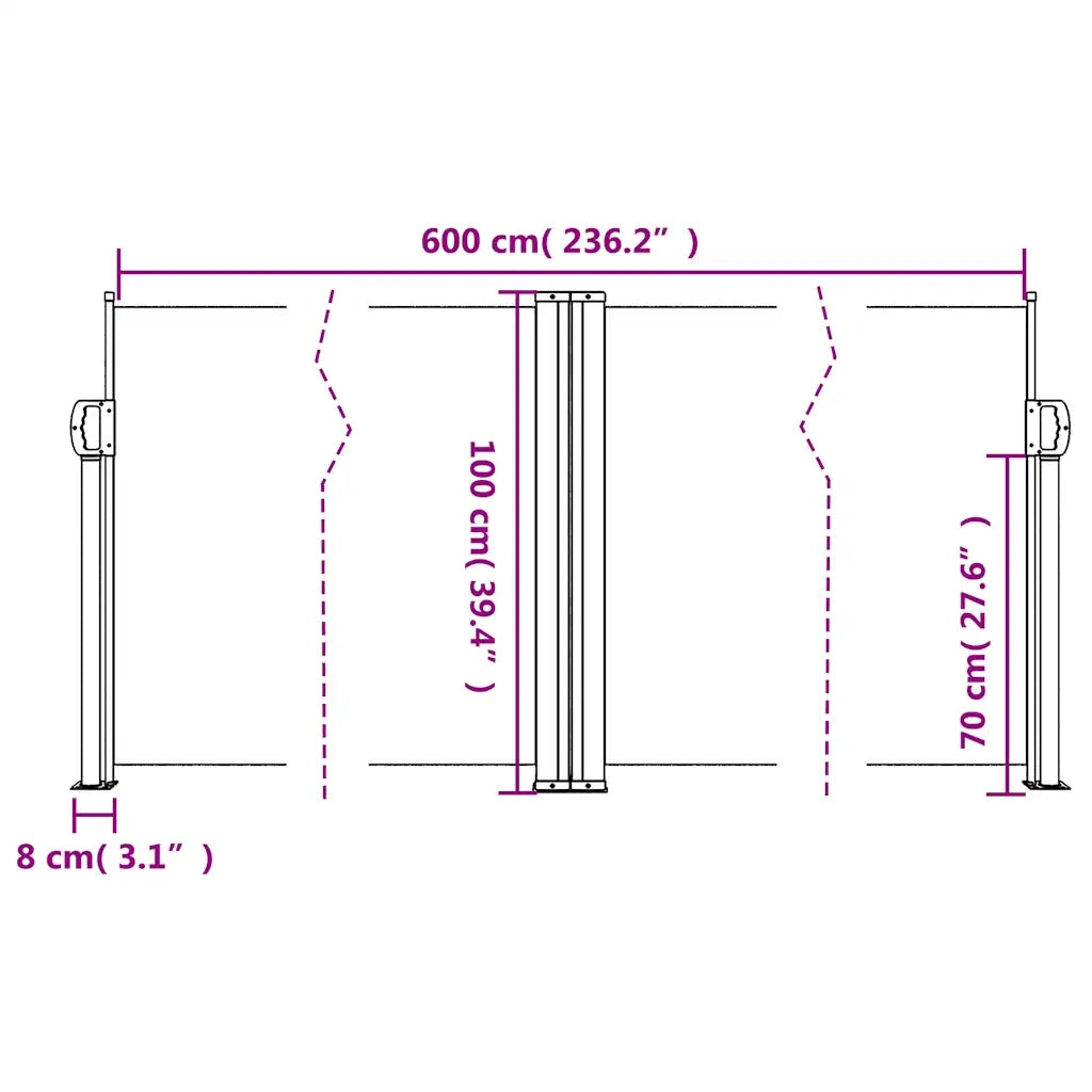 Tenda da Sole Laterale Retrattile Terracotta 100x600 cm 4004588