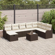Set Divano da Giardino con cuscino 9 pcs Marrone Poly Rattan 3360369