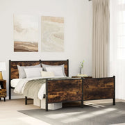 vidaXL Giroletto senza Materaso in Metallo Rovere Fumo 140x200 cm