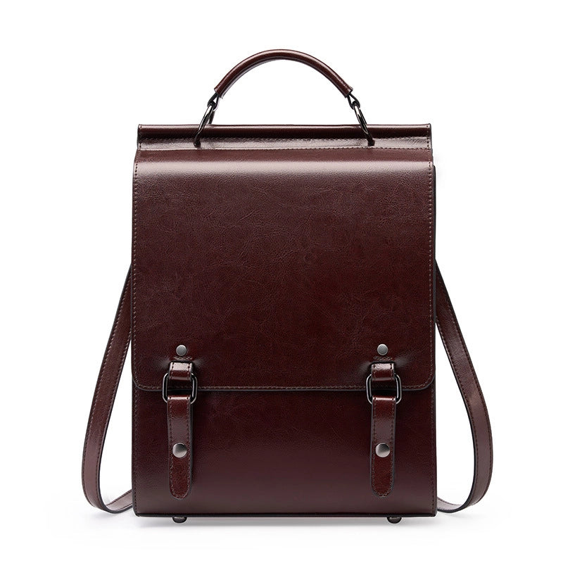 Zaino in vera pelle, stile British College, colore viola.