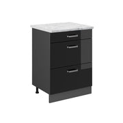 Mobiletto base per cucina R-Line Nero lucido/Antracite 60 cm PL Marmo Vicco