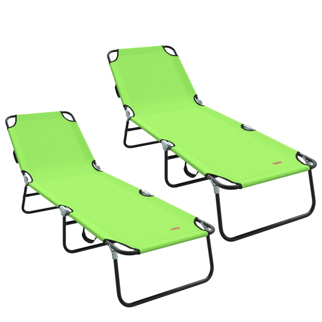 Lettino Prendisole 2 pcs Portatile Verde in Tessuto Oxford 600D