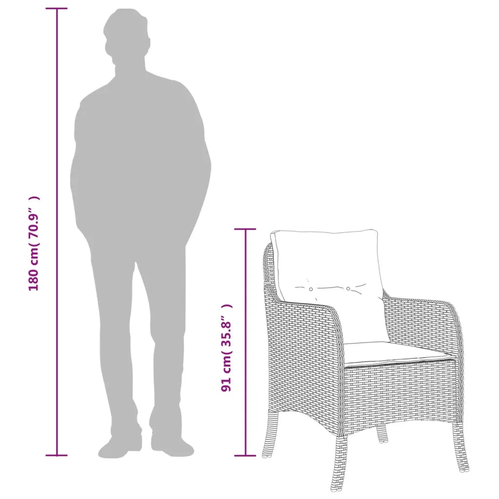 Set da Pranzo da Giardino 9pz con Cuscini Marrone in Polyrattan 3211947