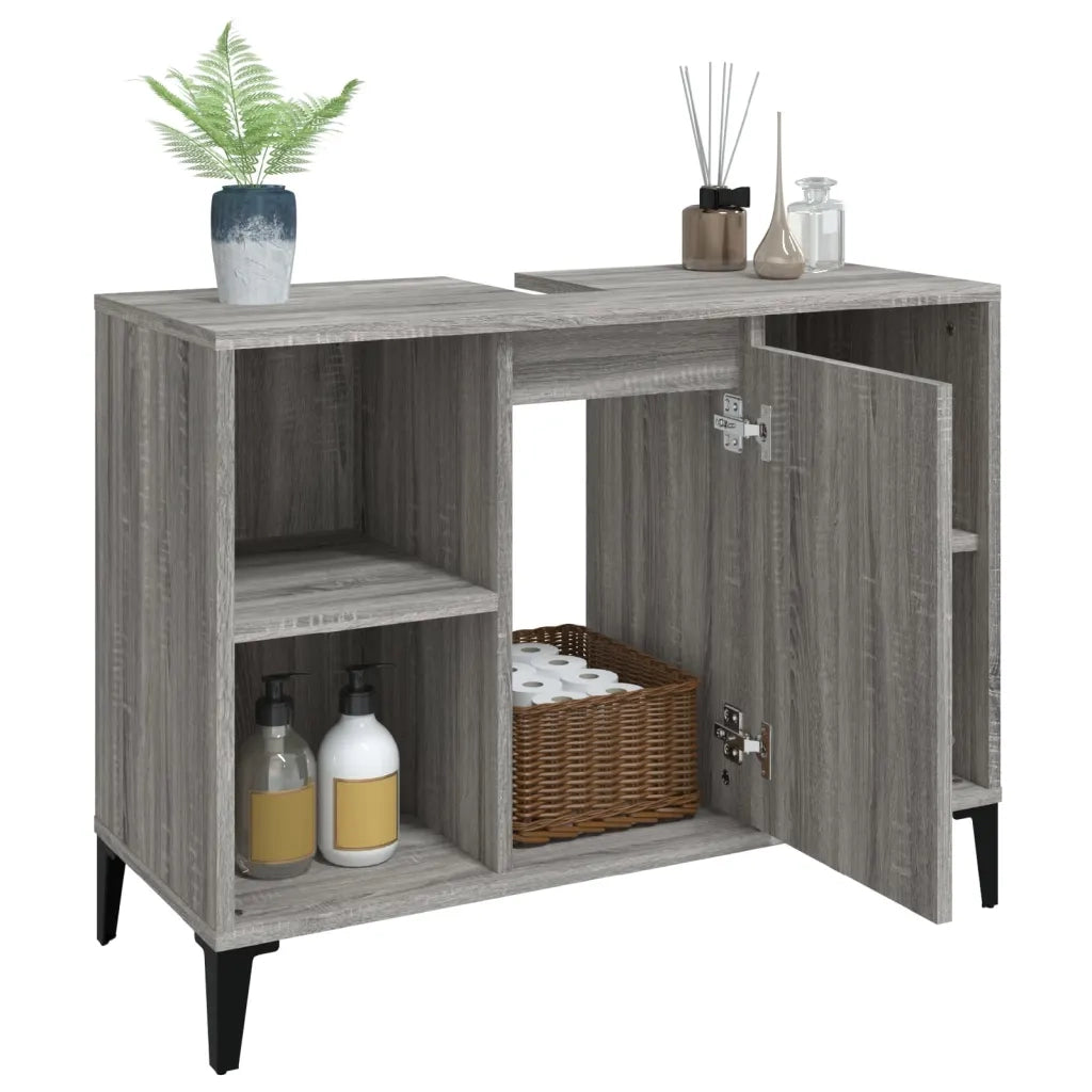 Mobile Lavabo | Armadio Lavabo Grigio Sonoma 80x33x60 cm in Legno Multistrato